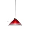 Toltec Lighting Paramount 1 - Light Pendant in  Matte Black/Brushed Nickel with 12" Raspberry Crystal Shade - 2 of 2