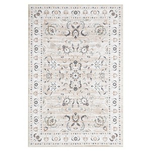 Washable Vintage Foral Rug Non Slip Low Pile Rug Soft Throw Floor Cover Foldable Indoor Carpet for Living Room Bedroom Playroom Nursery - 1 of 4