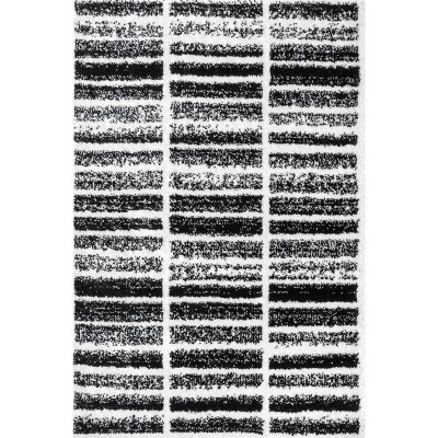 Nuloom Celyn Distressed Block Shag Black & White Indoor Area Rug