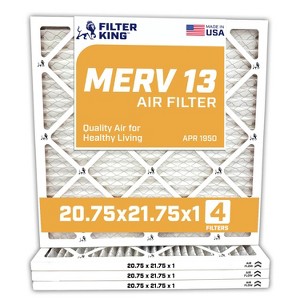 Filter King 20.75x21.75x1 Air Filter | 4-PACK | MERV 13 HVAC Pleated A/C Furnace Filters | MADE IN USA | Actual Size: 20.75 x 21.75 x .75" - 1 of 4