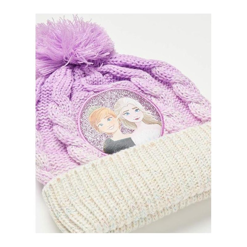 Frozen Elsa and Anna Girls Beanie Hat and Gloves Cold Weather Set (Age 2-7), 2 of 5