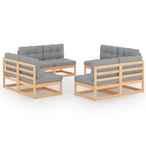 vidaXL Patio Lounge Set with Cushions Solid Wood Pine - Natural - 1 of 4