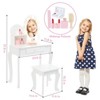 Girls' Vanity Set with Light and Mirror, Makeup Table and Stool for Kids Ages 4-9, Wood Dressup Playset for Birthday Gift - 4 of 4