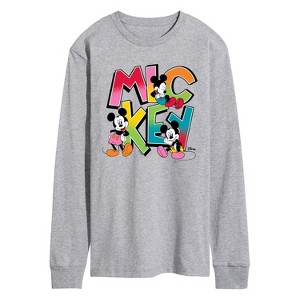 Men's - Disney - Mickey Pop Art Letters Long Sleeve Graphic T-Shirt - 1 of 3