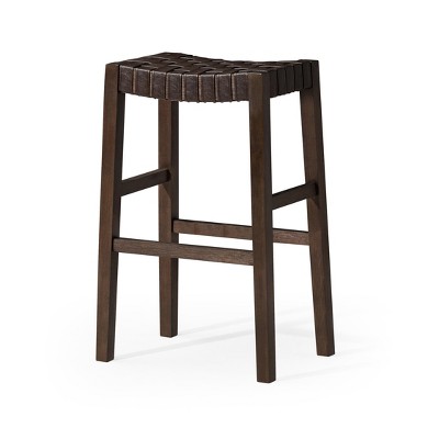 Maven Lane Emerson Rustic Backless Vegan Leather Bar Height Bar Stool