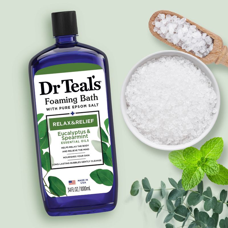 Dr Teal&#39;s Relax &#38; Relief Eucalyptus and Spearmint Foaming Bubble Bath - 34 fl oz, 6 of 14
