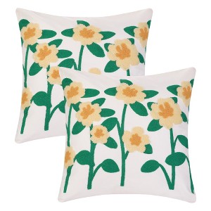 Unique Bargains Embroidered Floral Throw Floral Pattern Pillow Cases 2 Pcs - 1 of 4