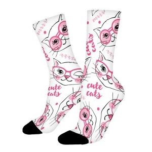 Cute Cats Kawaii Women Printed Crew Socks Funny Funky Socks Soft Polyester Novelty Gifts for Artists Men - 1 of 1