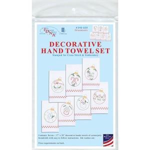 Jack Dempsey Stamped Decorative Hand Towels 17"x28" 7/Pkg-Christmas Ornaments - 1 of 2