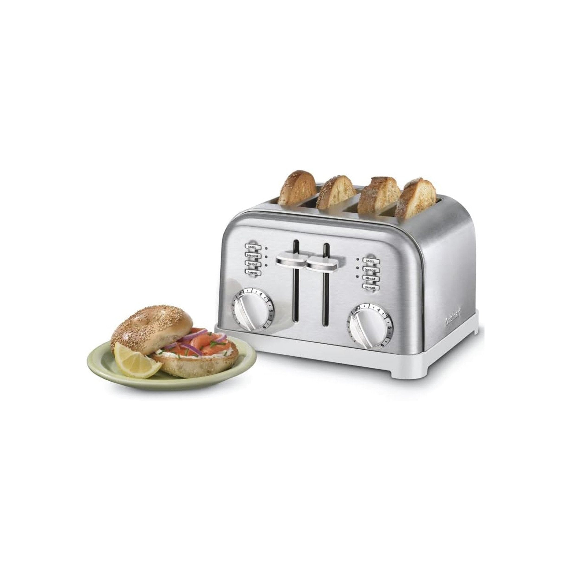 Cuisinart CPT-180W 4-Slice Metal Toaster, White/Stainless Steel (Refurbished)