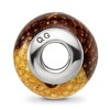 Black Bow Jewelry Brown, Yellow Glitter Overlay Glass & Sterling Silver Bead Charm, 15mm - 2 of 4