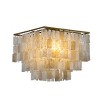 ALOADECOR 3-Light Coastal Natural Capiz Shell Tiered Flush Mount Ceiling Light With Square Antique Gold Frame - 4 of 4