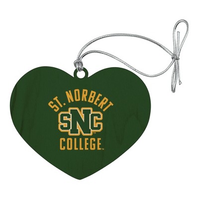 St. Norbert College Green Knights Logo Heart Love Wood Christmas Tree Holiday Ornament
