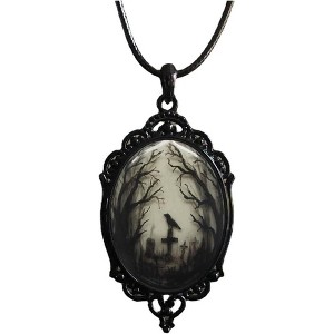 Gothic Bat Glass Pendant Necklace With Rope Chain For Punk Witch Victorian Jewelry Accessories - 1 of 4
