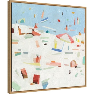 Summer Confetti Abstract Canvas Print in Maple Frame