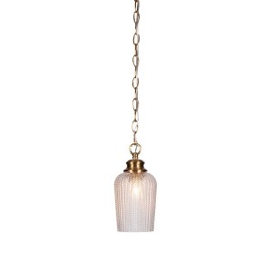 Toltec Lighting Cordova 1 - Light Pendant in  New Aged Brass with 5" Clear Textured Shade - 1 of 1