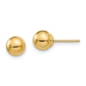 Black Bow Jewelry 6mm Polished Ball Friction Back Stud Earrings in 14k Yellow Gold - 1 of 4
