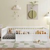 Streamdale Full Floor Bed Frame with Fence, Wood Kids Floor Beds Frame for Bedroom Playroom,White - 2 of 4