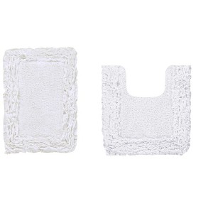 Shaggy Border Collection 2-Piece Bath Rug Set 100% Cotton Tufted Weave Ruffle Border Pattern Bathroom Rug for Machine Washable Bathmat - 1 of 4