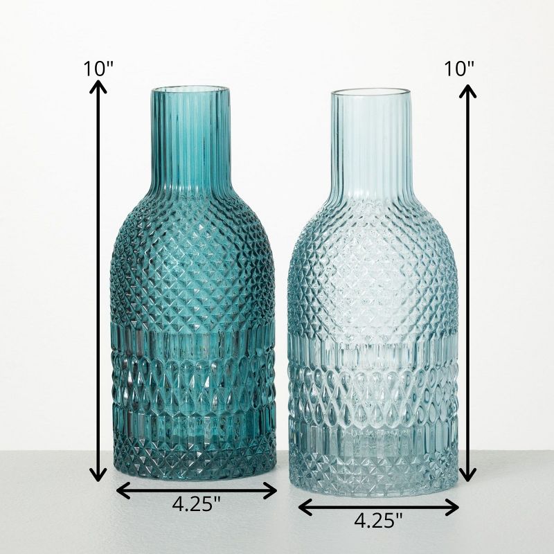 10"H Sullivans Turquoise Faceted Bottle Vases Set of 2, Blue, 5 of 6