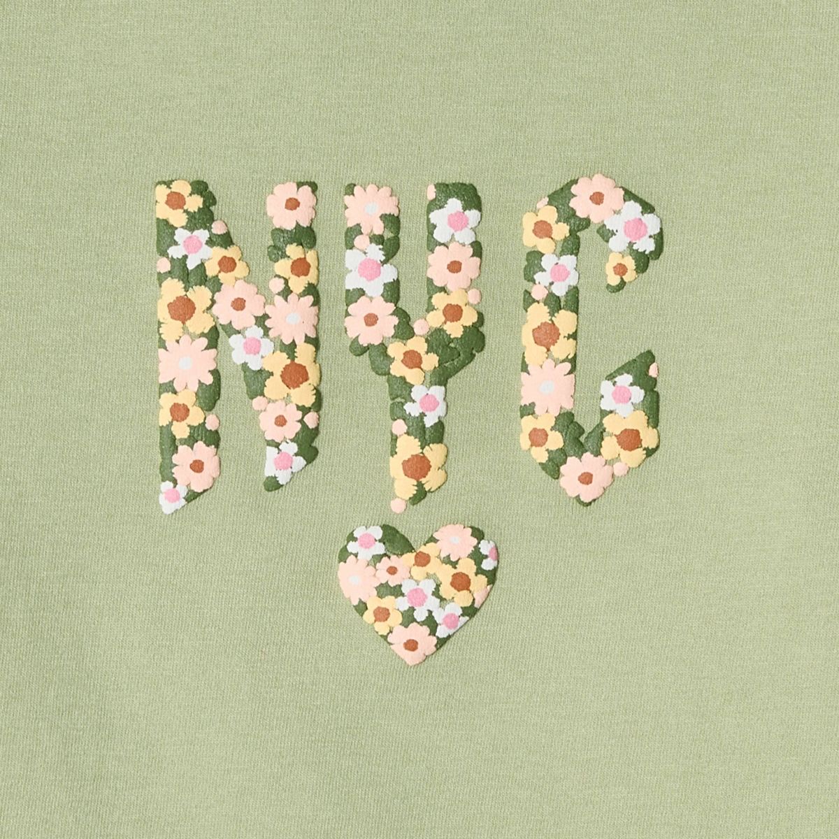 Girls' Short Sleeve 100% Cotton 'Floral NYC' Graphic T-Shirt - Cat & Jack™ Olive Green - thumbnail 3