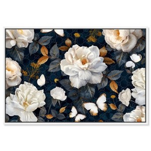 Art Remedy Navy Elegance Floral Elegant realistic Floral Wall Art Framed - 1 of 4