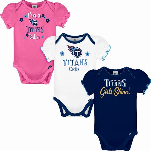 NFL 3-Pack Baby Boys Tennessee Titans Short Sleeve Bodysuits - 0-3mo