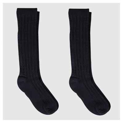 girls long black socks