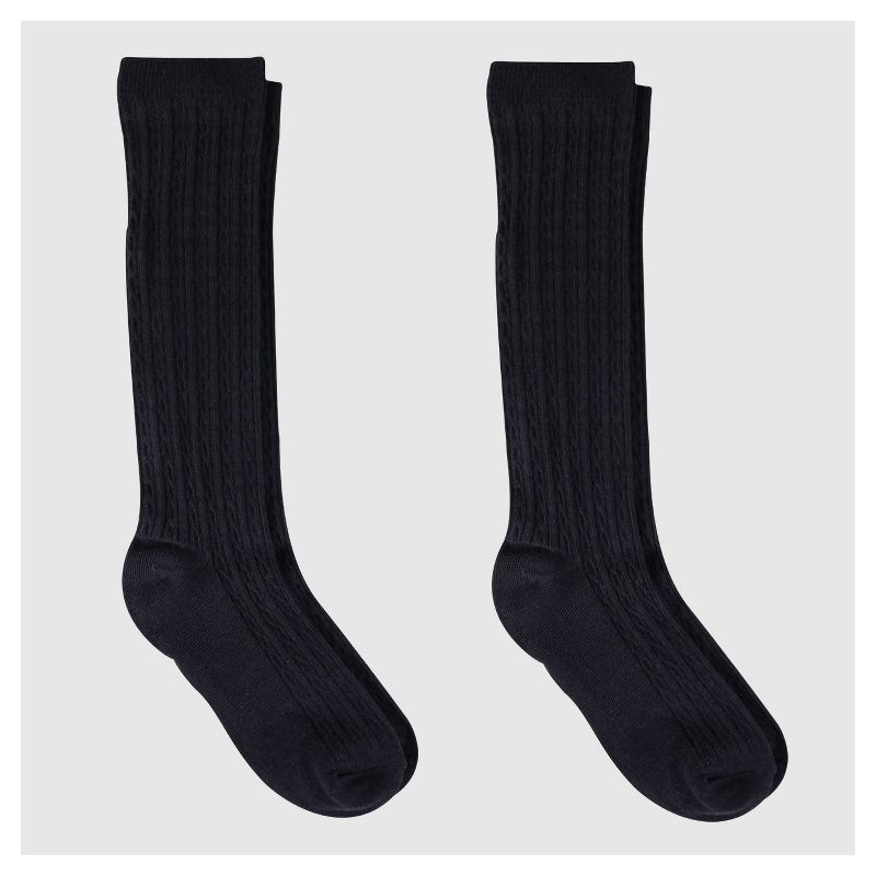 Girls' Knee-High Socks 2pk - Cat & Jack&#153; Black, 1 of 4
