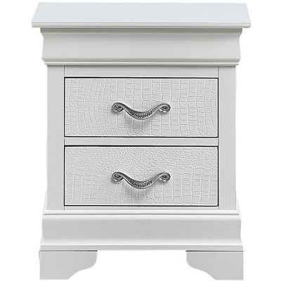 Lorana Silver 2-Drawer Nightstand with Embossed Veneers