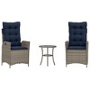 vidaXL 3 Piece Bistro Set with Cushions Gray Poly Rattan - 2 of 4