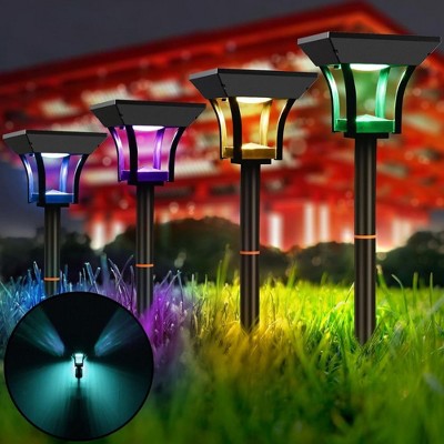 ROTTOGOON 23" 2-in-1 Solar LED Pathway Lights Outdoor 3 Lighting Modes IP65 Waterproof Solar Powered Wall Lights Warm White & Multicolor 4-Pack