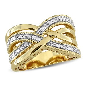 EVERLY JEWELRY |Yellow Plated Sterling Silver Ring with Diamond - Multiple color Diamond Options - 1 of 4