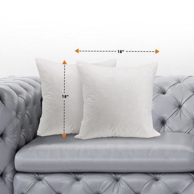 18" x 18" White Cotton Feather Down Pillow Inserts - Set of 2
