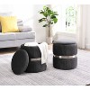 NicBex Storage Ottoman Bench for Bedroom,13.5 Inch Round Storage Bench with Velvet Fabric,Ottoman for Living Room,Bedroom,Entryway,Gray/Silver - 2 of 4