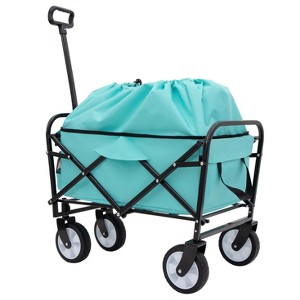 CAVINAS Expandable Folding Wagon for Camping, Heavy Duty Utility Shopping Cart, All Terrain Beach Wagons for Camping Shopping - 1 of 4