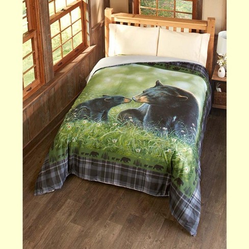 Lakeside Black Bear Comforter, Nature Themed Twin Bedding