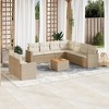 vidaXL Patio Sofa Set with Cushions Outdoor Furniture 10 Piece Poly Rattan - Beige and Cream - 2 of 4