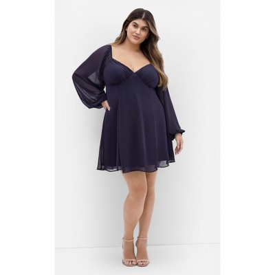 Women's Plus Size Flirty Flounce Dress - navy | CITY CHIC