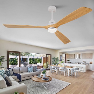 TOBILI Hot sales 72 Inch Modern Ceiling Fan With 3 Color Dimmable 3 Solid Wood Blades