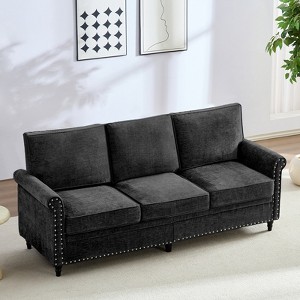 Mjkone Chenille Fabric Modern 3-Seater Sofa Couch/Loveseat Sofa/Single Sofa Armchair  with Rivet Design,Living Room Sofa - 1 of 4