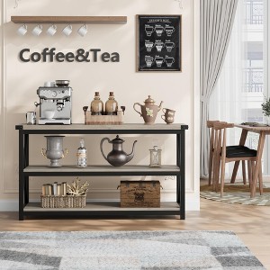 3 Tier Console Table, 47.2" Narrow Entryway Table with Storage, Wood Sofa Table with Metal Frame - 1 of 4