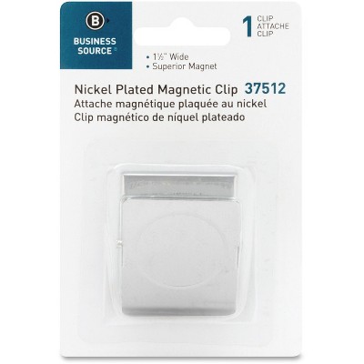 Business Source Nickel Plated Magnetic Clips 1.50" (38.10 mm) L 1Each Chrome Metal 37512