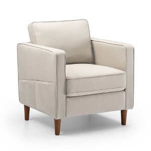 Best Price Mattress Hana Armchair Beige: Eucalyptus Wood Frame, High Density Foam, Tool-Free Assembly - 1 of 4