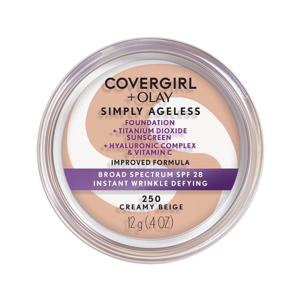 Photos - Foundation & Concealer CoverGirl + Olay Simply Ageless Wrinkle Defying Foundation Compact - 250 Cream Beige - 0.4oz: Paraben-Free, Contains Vitamin 