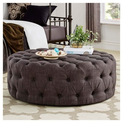 Beekman Place Button Tufted Round Cocktail Ottoman - Inspire Q®
