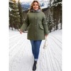 Women's Plus Size Windbreaker Fur Hood Drawstring Waist Zipper Fleece Lined Winter Warm Parka Jacket with Pockets - Agnes Orinda - 3 of 4