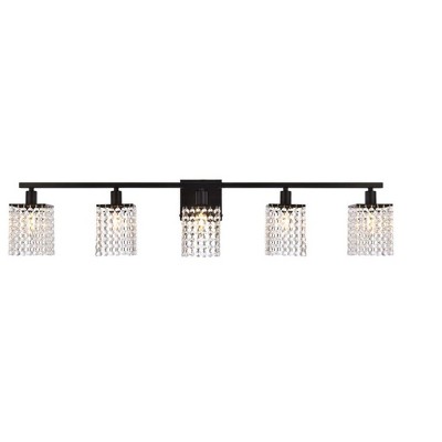 Elegant Lighting Phineas 5 lights bath sconce in black with clear crystals