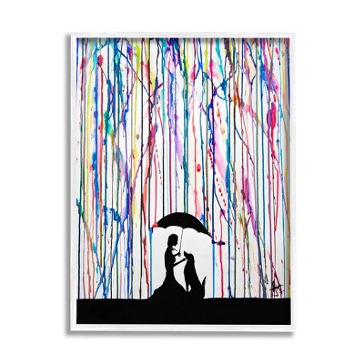 Stupell Industries Modern Vivid Drip Silhouette Couple Framed Giclee Art
