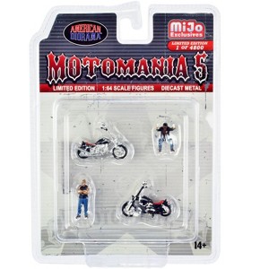 "Motomania 5" 4 piece Diecast Set (2 Figures and 2 Motorcycles) Limited Ed to 4800 pcs for 1/64 Scale Models by American Diorama - 1 of 4